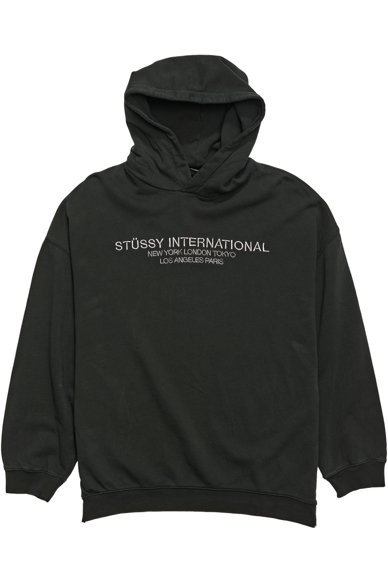 Black Women\'s Stussy INT. Embroidered Hoodies | CA0000047