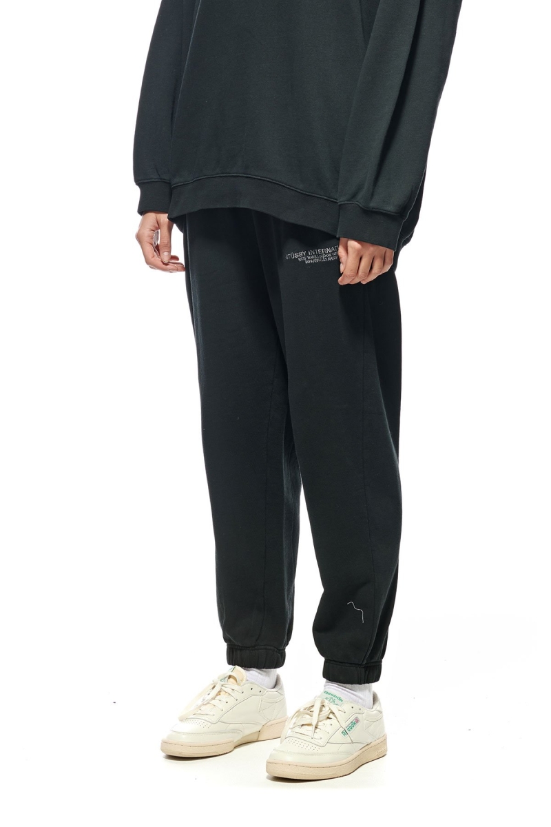 Black Women's Stussy INT. Embroidered Track Pants | CA0000985