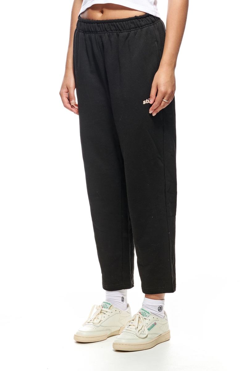 Black Women's Stussy Italic Crop Sweat Pants | CA0000562