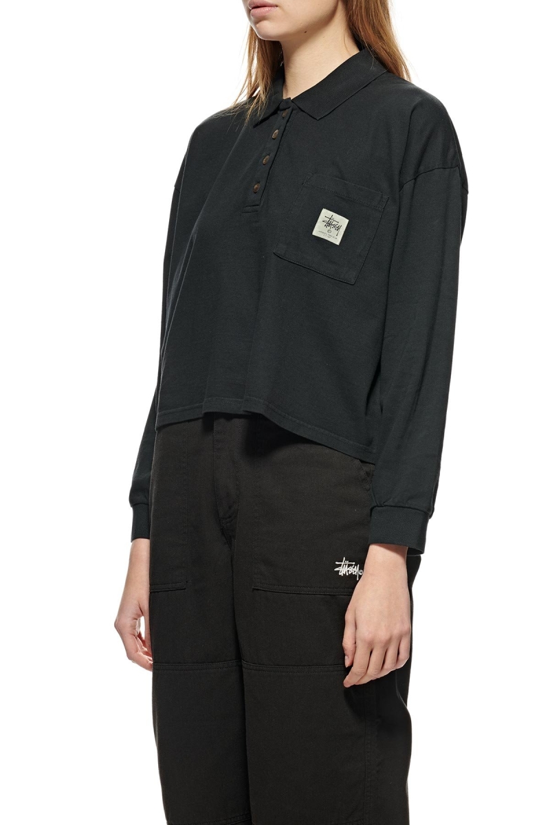 Black Women's Stussy Jensen Relaxed Rubgy Shirts | CA0000315