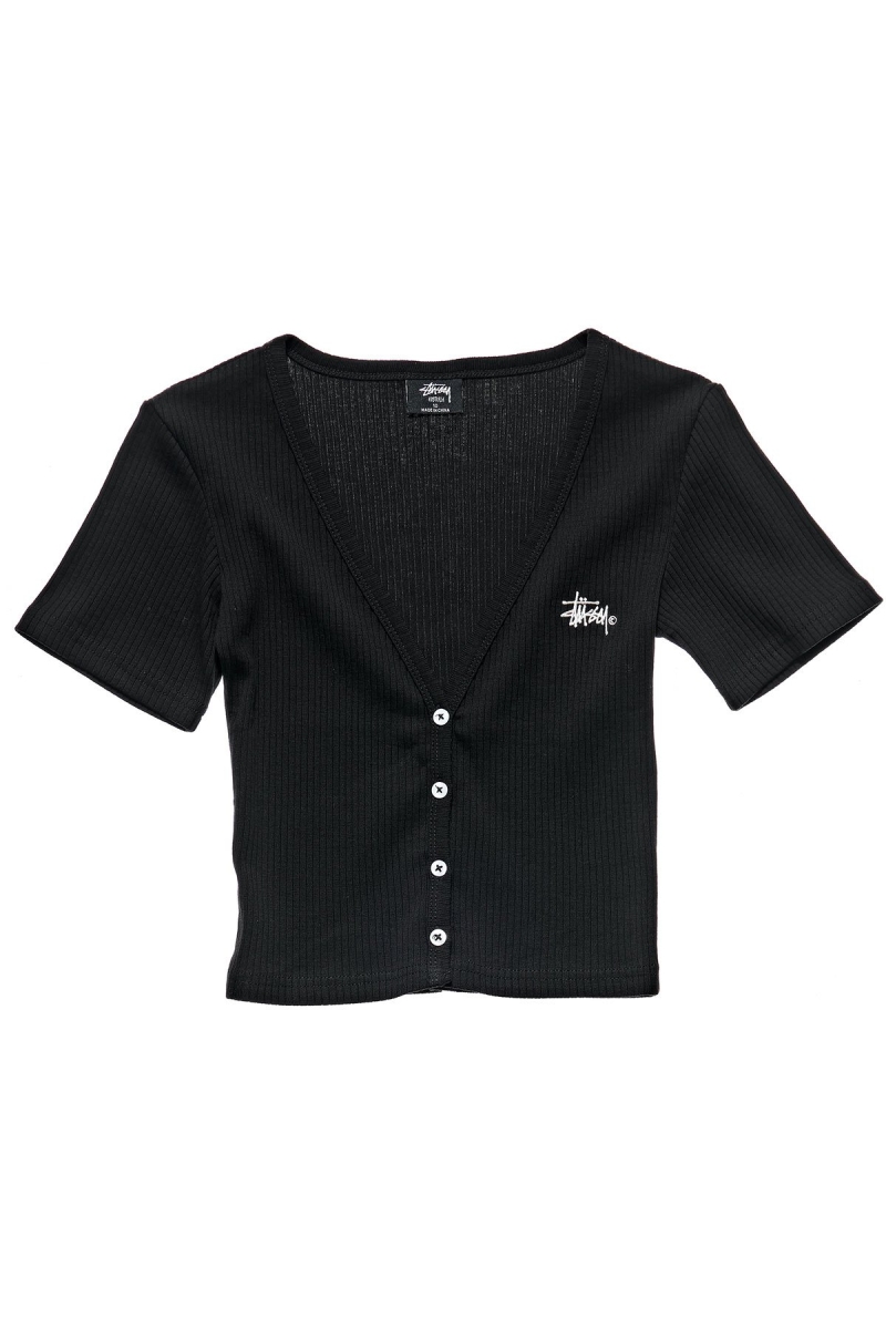 Black Women\'s Stussy Margot Button Up Sweatshirts | CA0000936