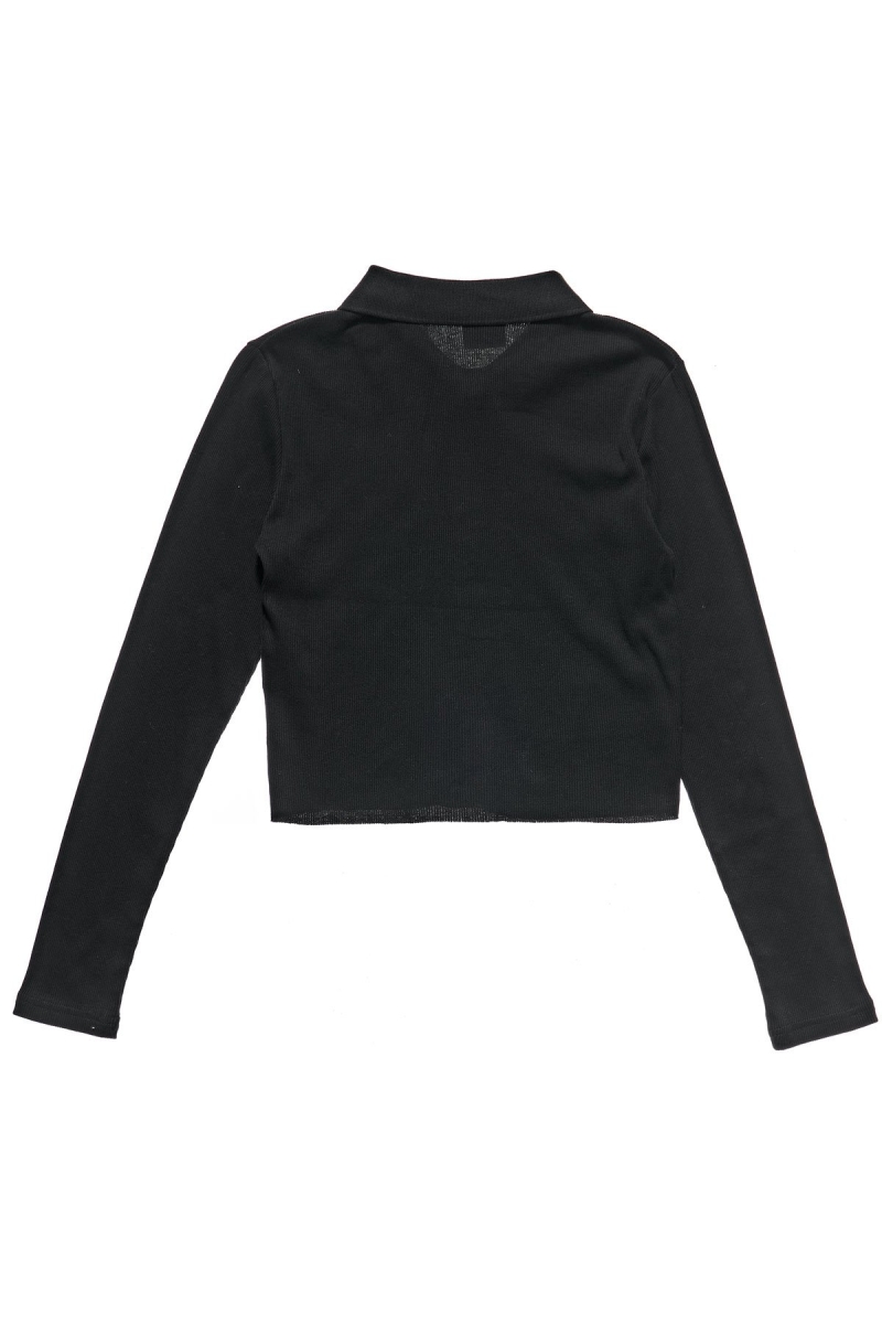 Black Women's Stussy Markham Rib LS Shirts | CA0000322