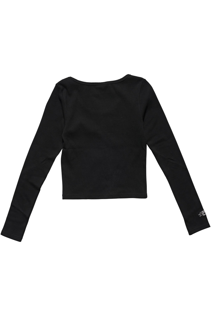 Black Women's Stussy Mission Rib Button Through Sweatshirts | CA0000942