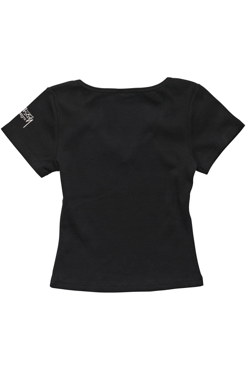 Black Women's Stussy Mission Rib Insert T Shirts | CA0000244