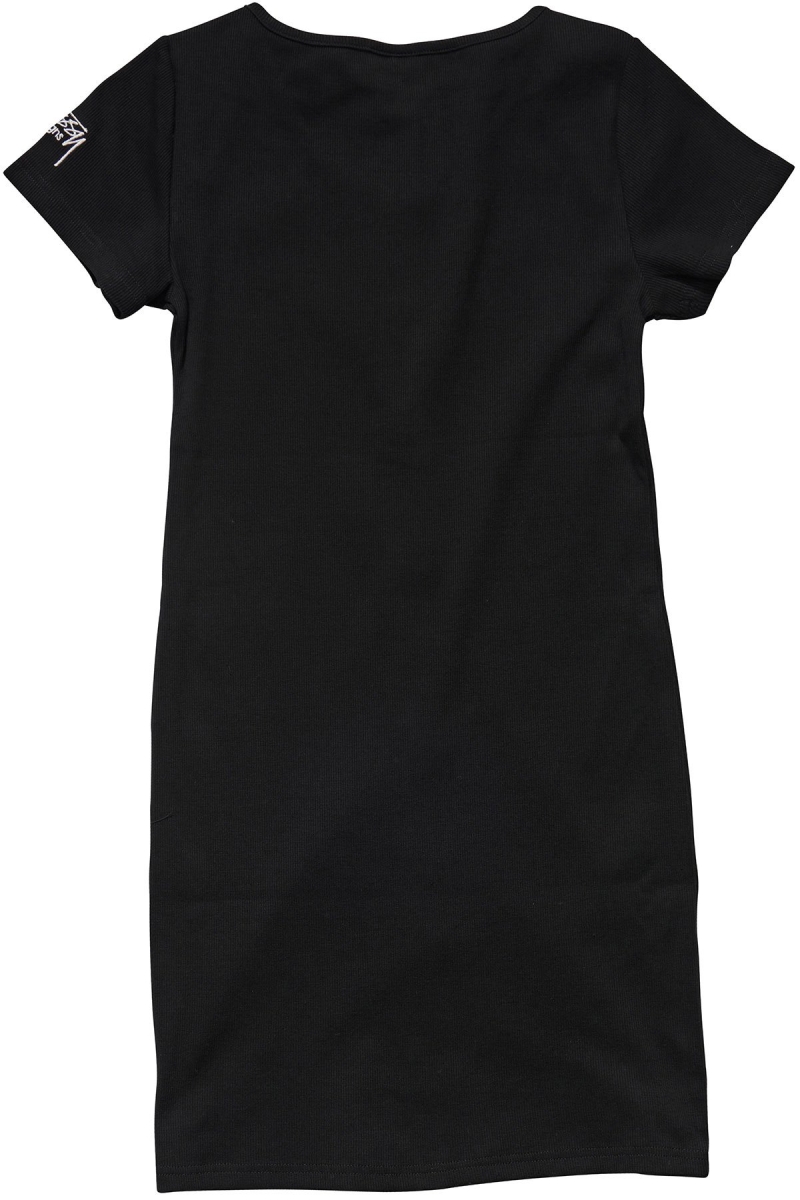 Black Women's Stussy Mission Rib Tee Dress | CA0000515