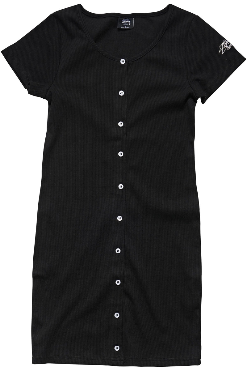 Black Women\'s Stussy Mission Rib Tee Dress | CA0000515