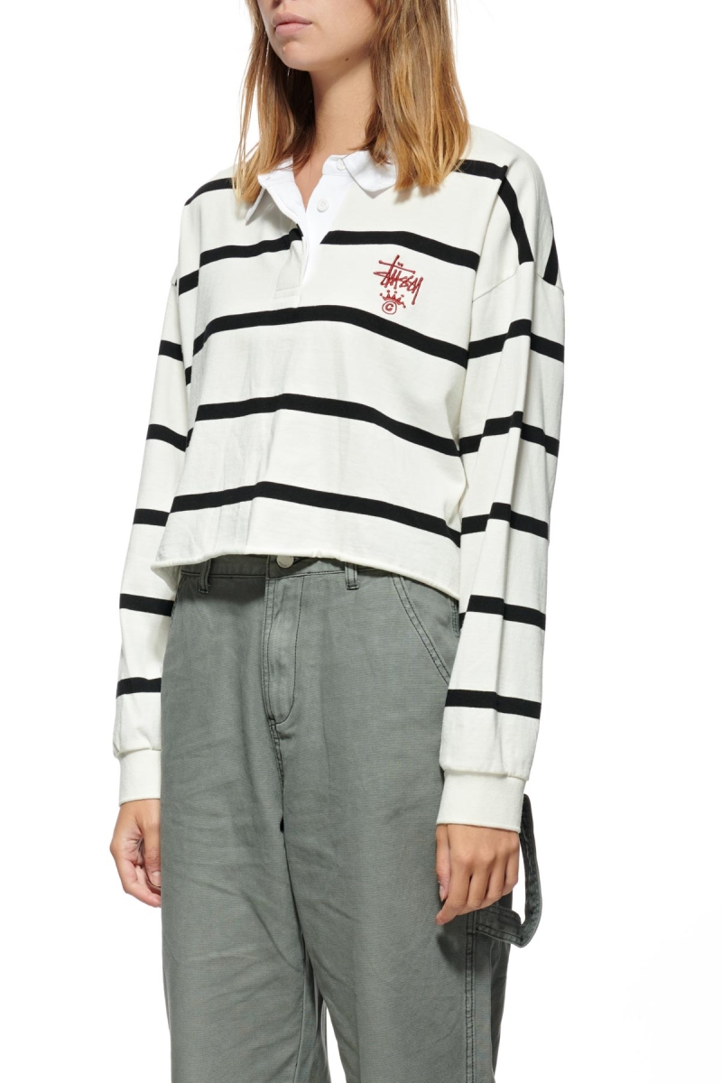 Black Women's Stussy Monaco Stripe Rugby Shirts | CA0000326