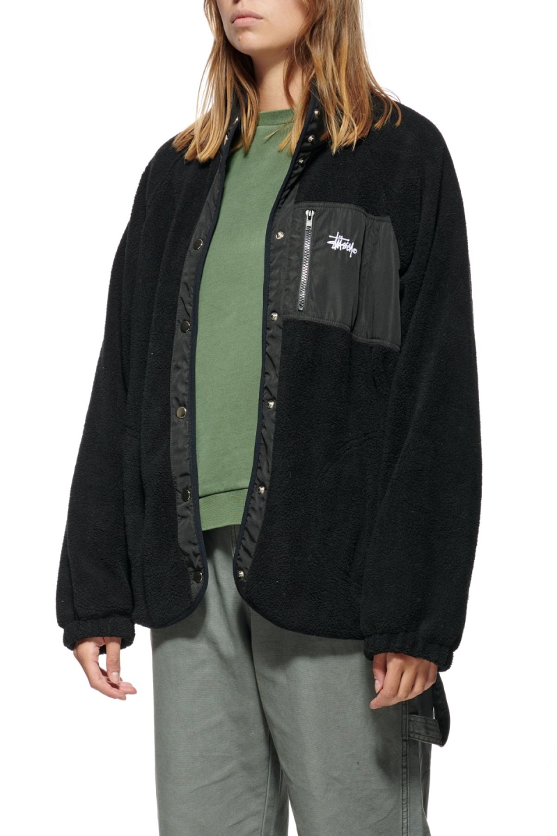 Black Women's Stussy Ventura Sherpa Jackets | CA0000363