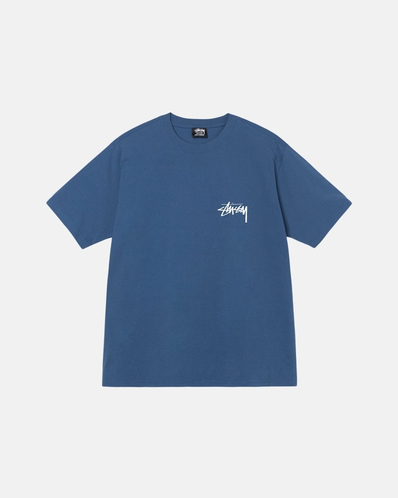 Blue Men's Stussy Authentic New Era T Shirts | CA0000093