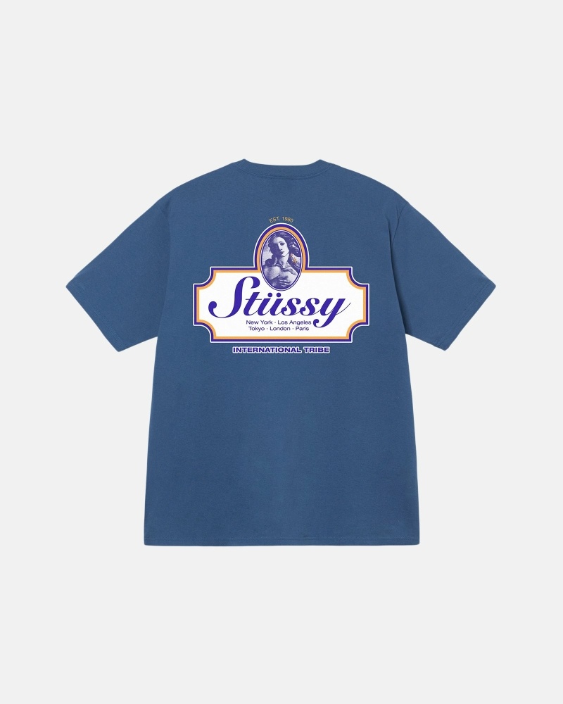 Blue Men\'s Stussy Authentic T Shirts | CA0000095