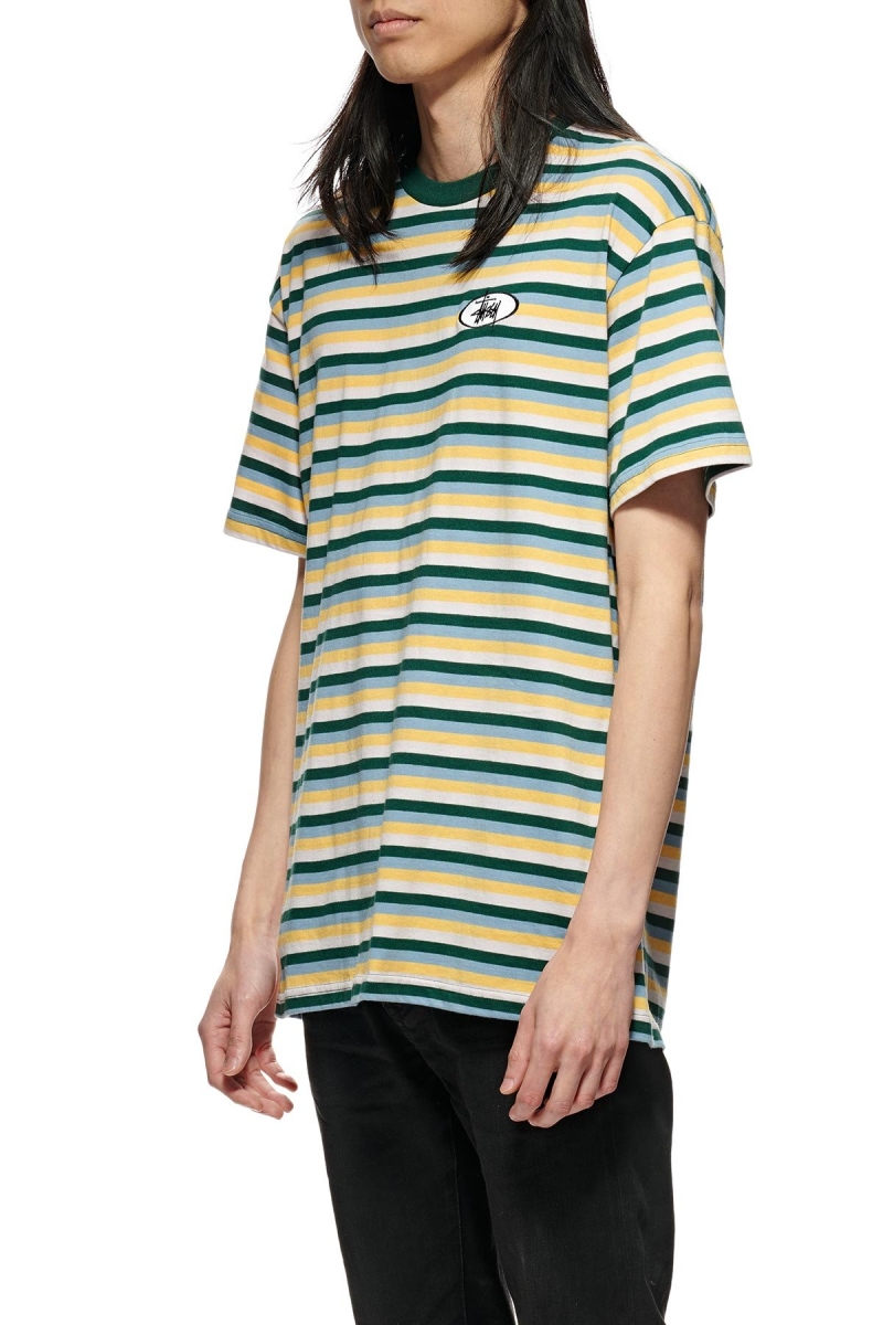 Blue Men's Stussy Classic Stripe SS T Shirts | CA0000129