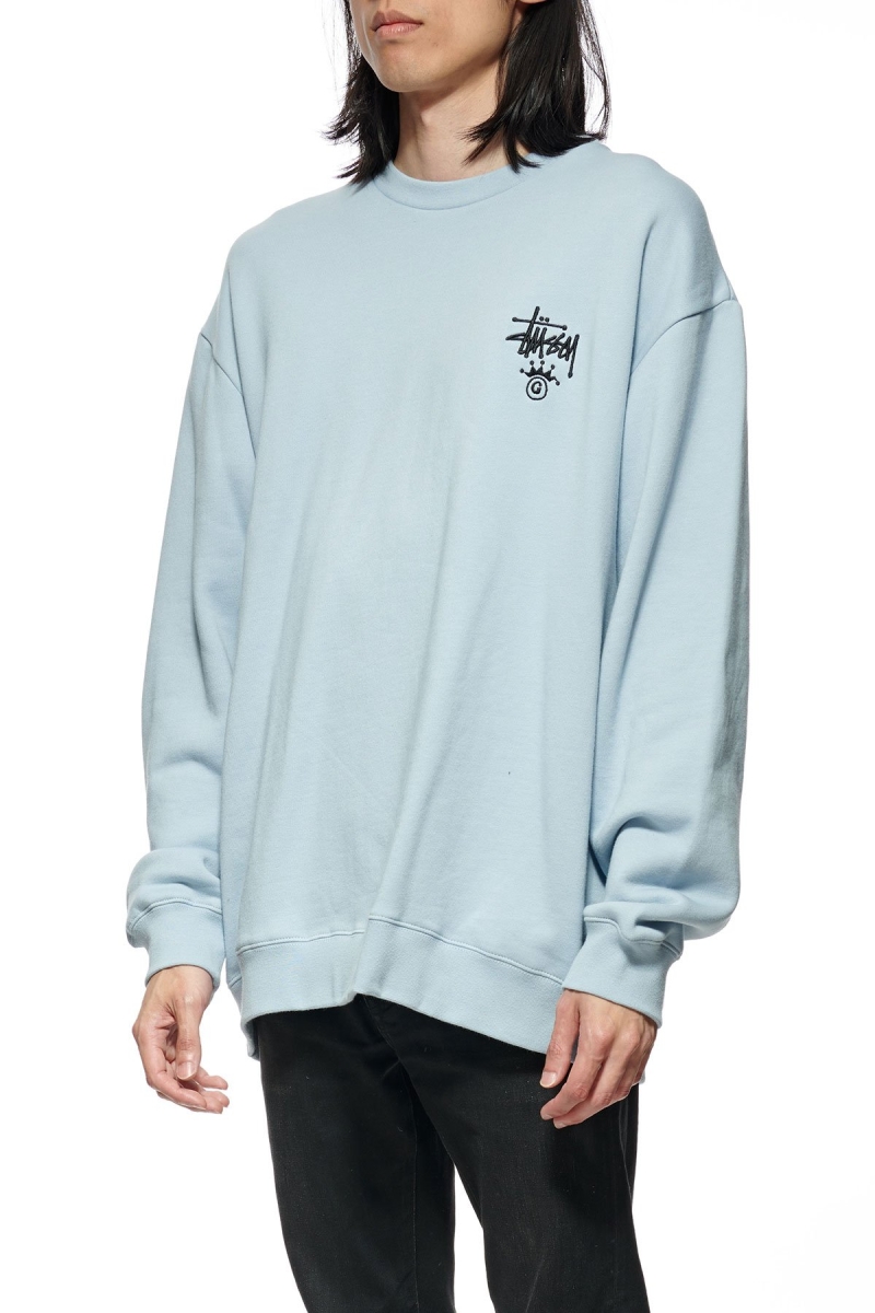 Blue Men's Stussy Copyright Crown Crew Sweaters | CA0000829