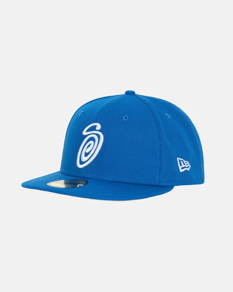 Blue Men's Stussy Curly S 59Fifty New Era Caps | CA0000432