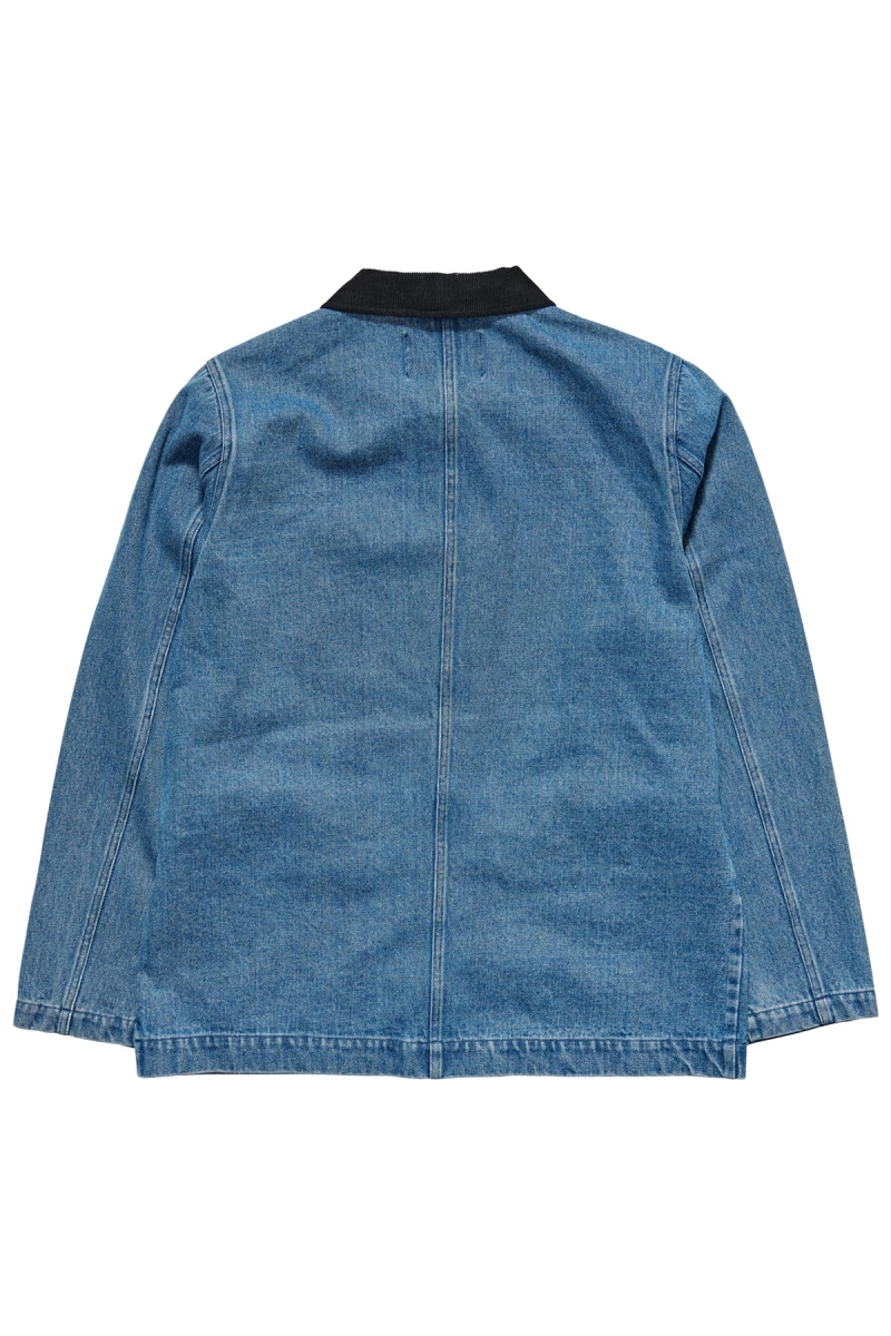 Blue Men's Stussy Denim Chore Coat Jackets | CA0000335