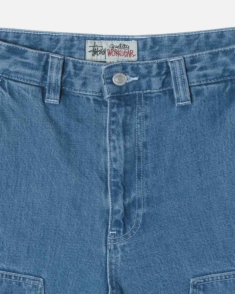 Blue Men's Stussy Denim Work Pants | CA0000556