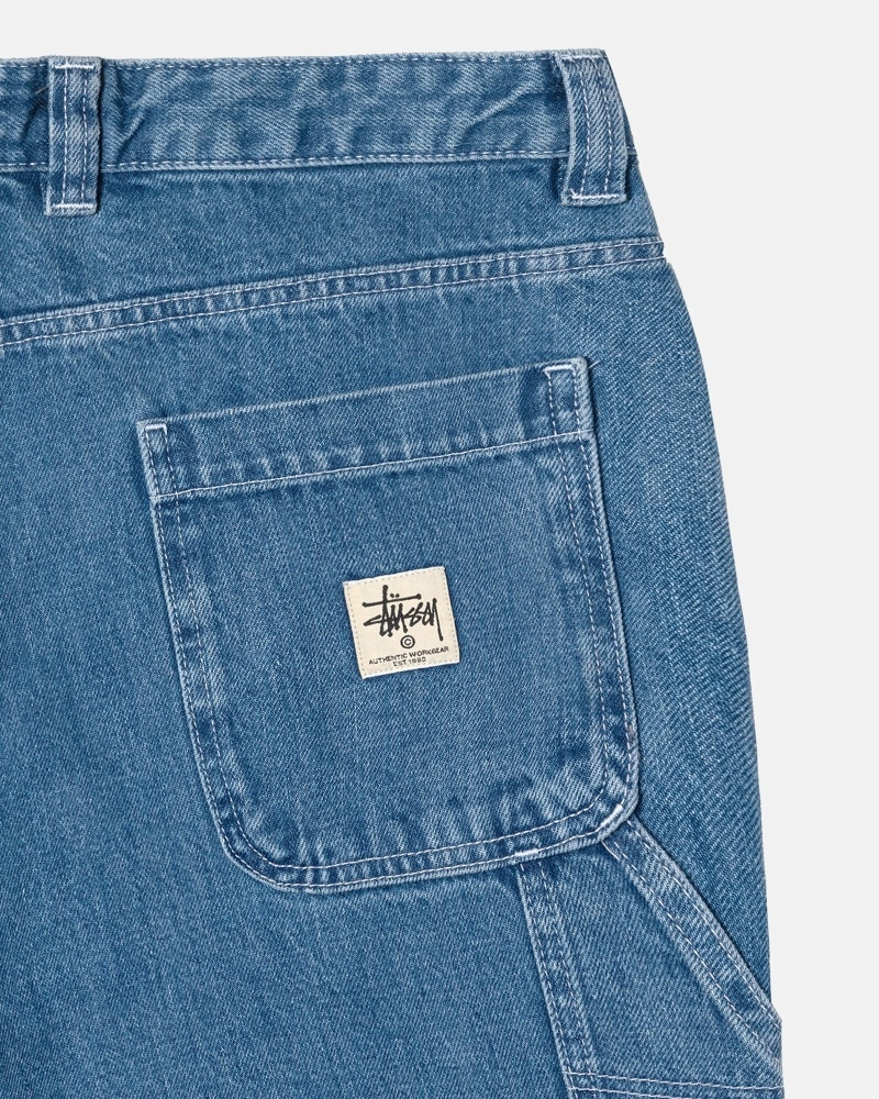 Blue Men's Stussy Denim Work Pants | CA0000556