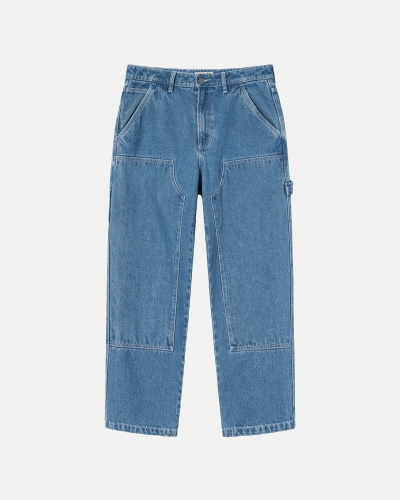 Blue Men\'s Stussy Denim Work Pants | CA0000556