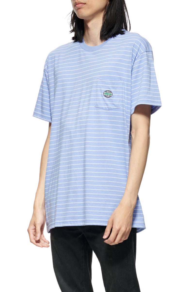 Blue Men's Stussy Dig Stripe SS Pocket T Shirts | CA0000162