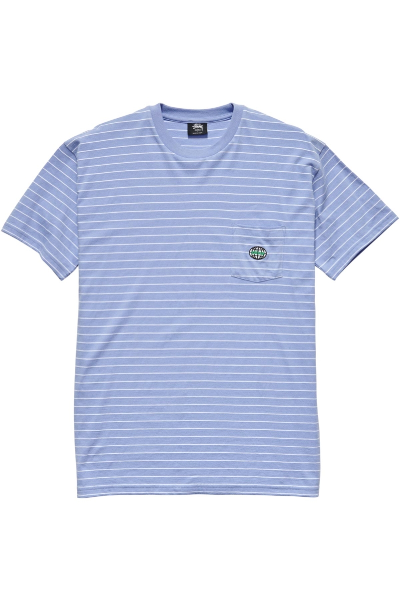 Blue Men\'s Stussy Dig Stripe SS Pocket T Shirts | CA0000162