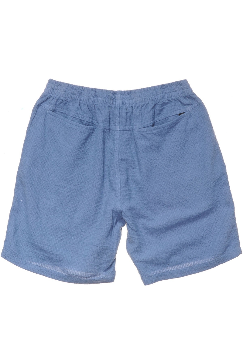 Blue Men's Stussy Grid Seersucker Beach Shorts | CA0000645