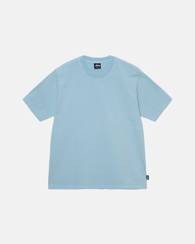 Blue Men\'s Stussy Heavyweight Pigment Dyed Crew T Shirts | CA0000205