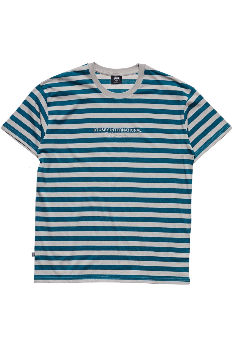 Blue Men\'s Stussy International Stripe SS T Shirts | CA0000226