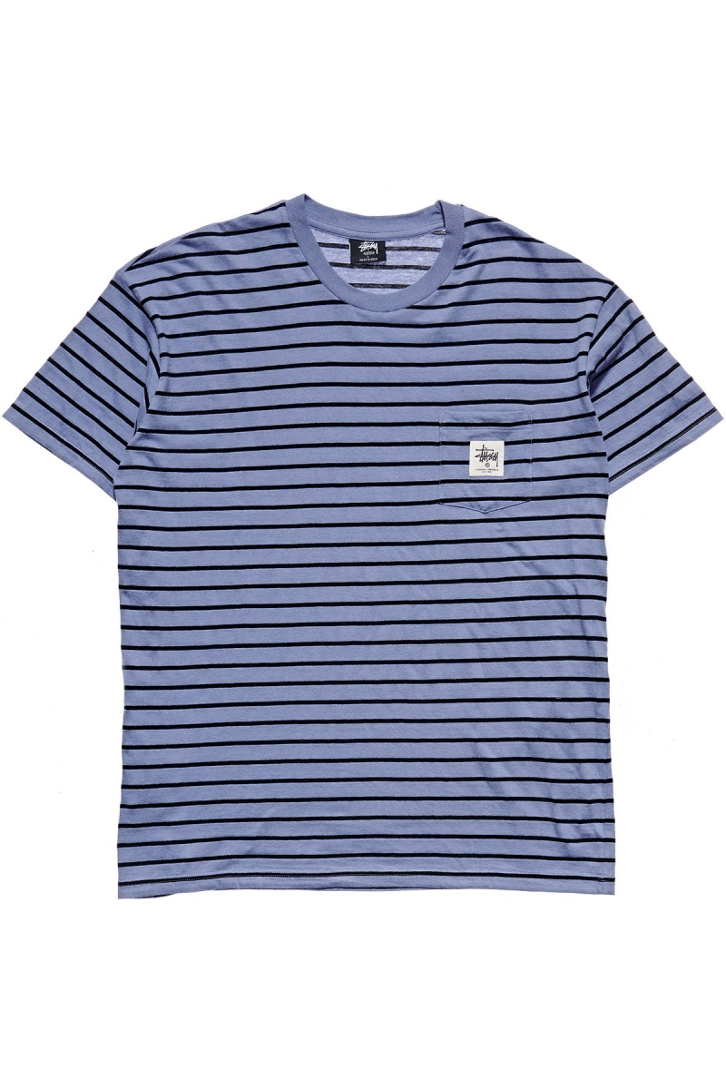 Blue Men\'s Stussy Kalorama Stripe SS T Shirts | CA0000230