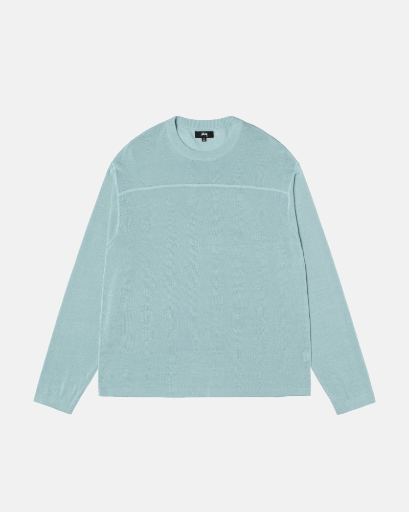 Blue Men's Stussy Lightweight Football Crew Sweaters | CA0000843