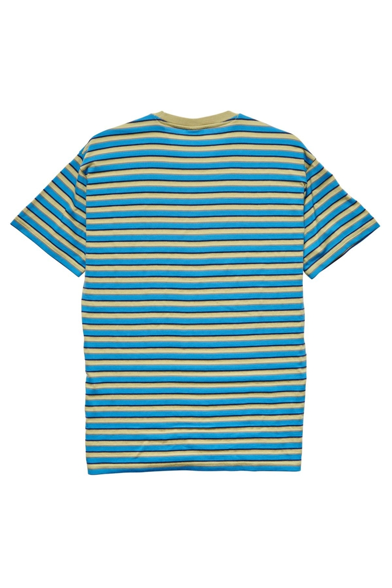 Blue Men's Stussy Morning Stripe SS T Shirts | CA0000247