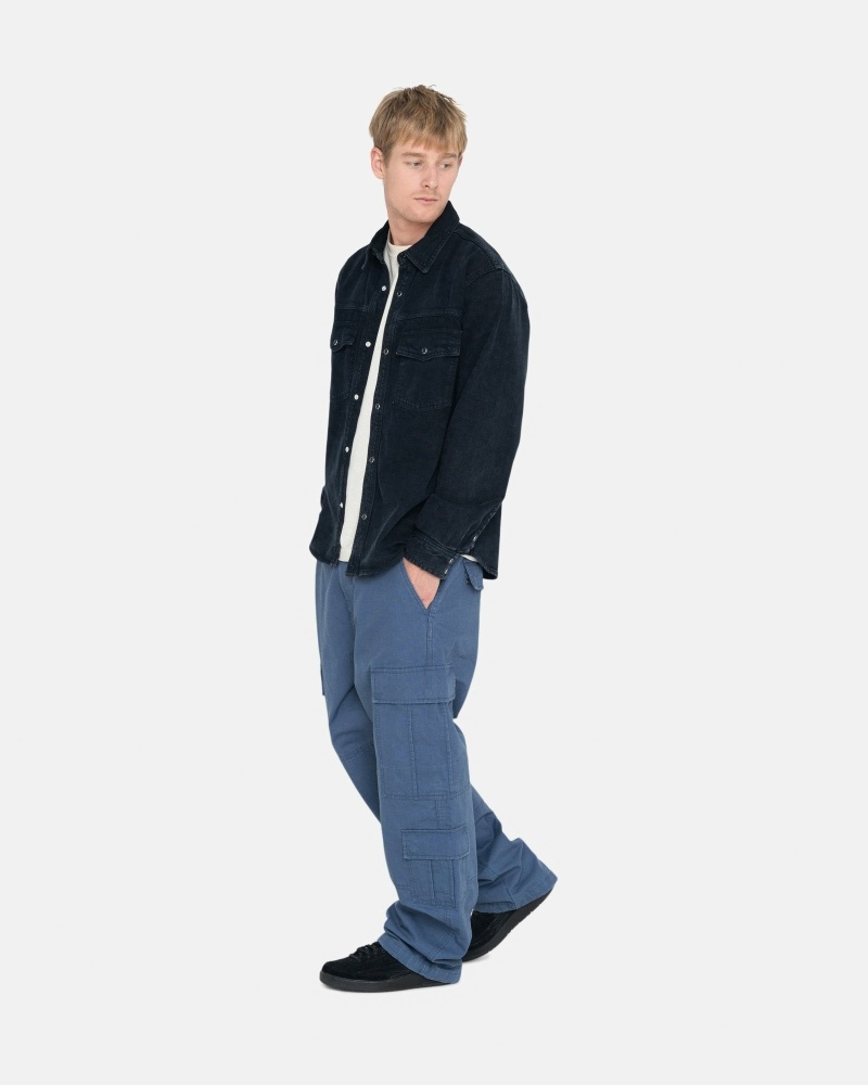 Blue Men's Stussy Ripstop Surplus Cargo Pants | CA0000591