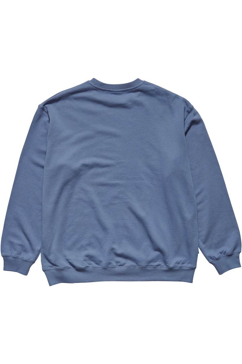 Blue Men's Stussy Text Crew Sweaters | CA0000856