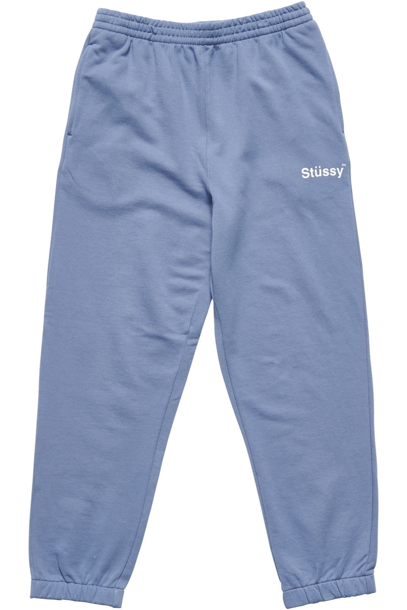 Blue Men\'s Stussy Text Fleece Track Pants | CA0001006