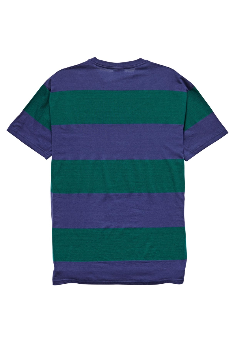 Blue Men's Stussy View Stripe SS Pocket T Shirts | CA0000283