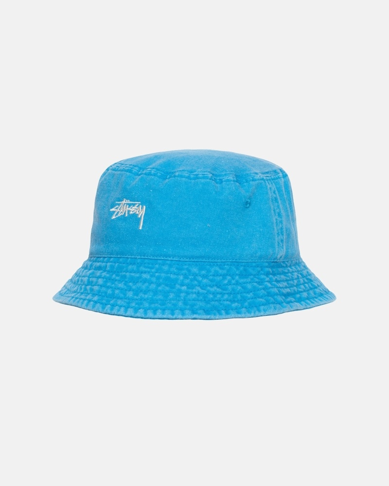 Blue Men's Stussy Washed Stock Bucket Hats | CA0000510