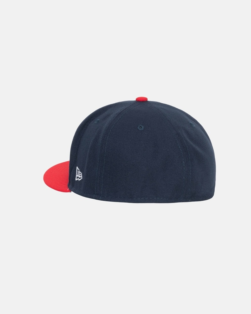 Blue Red Men's Stussy Curly S 59Fifty New Era Caps | CA0000433