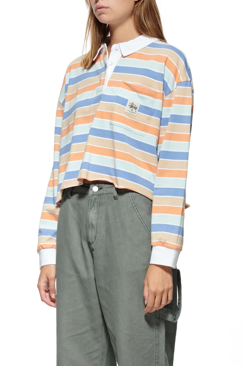 Blue Women's Stussy Anders Stripe Rugby Shirts | CA0000291