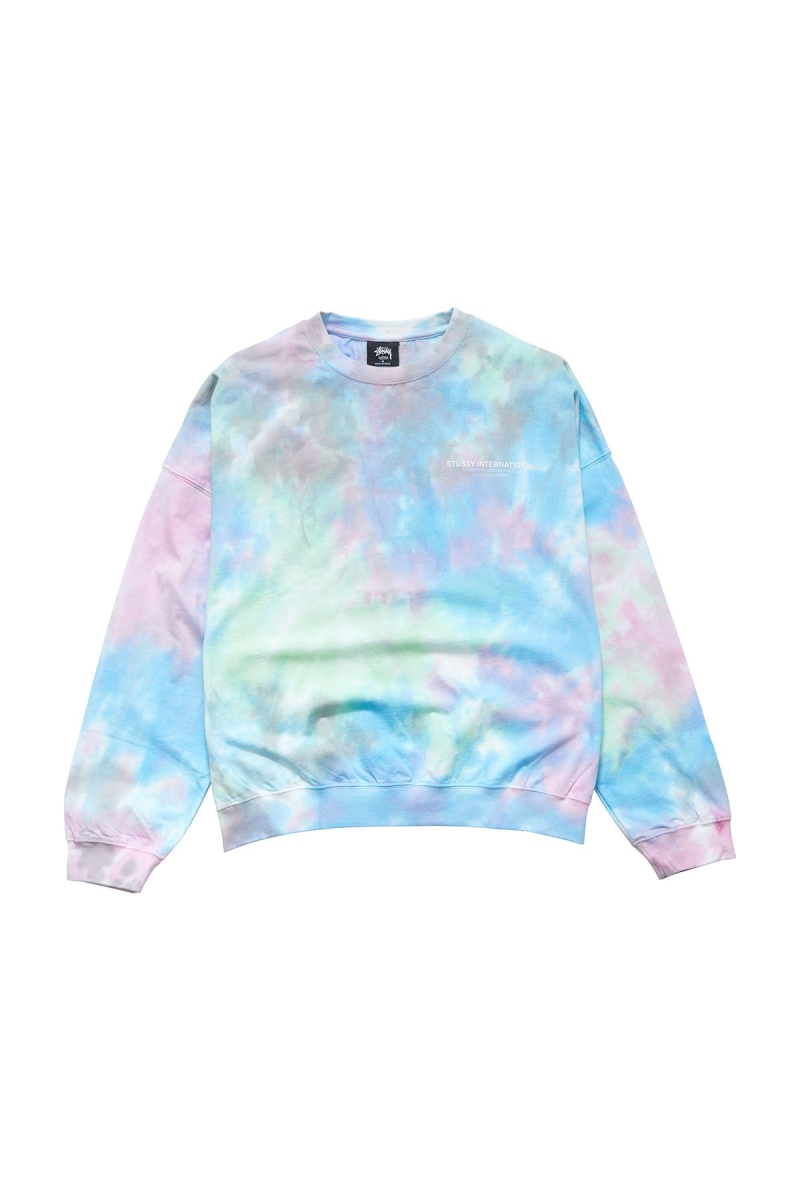 Blue Women\'s Stussy Breeze Tie Dye Crew Sportswear | CA0000751