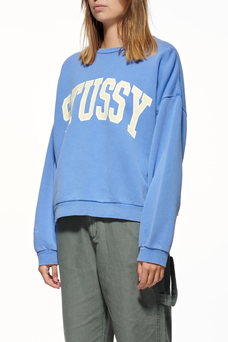 Blue Women's Stussy Campus OS Crew Sweaters | CA0000821