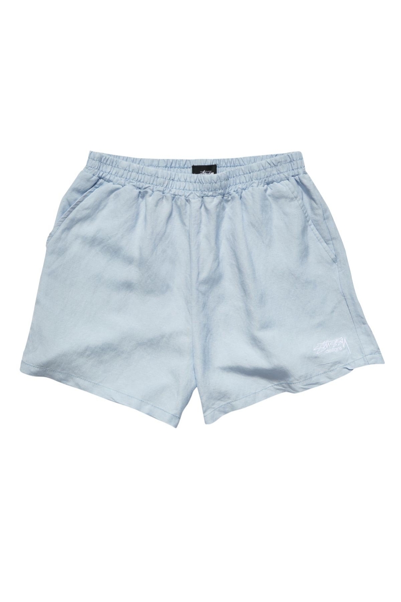 Blue Women\'s Stussy Designs Linen Short Shorts | CA0000640