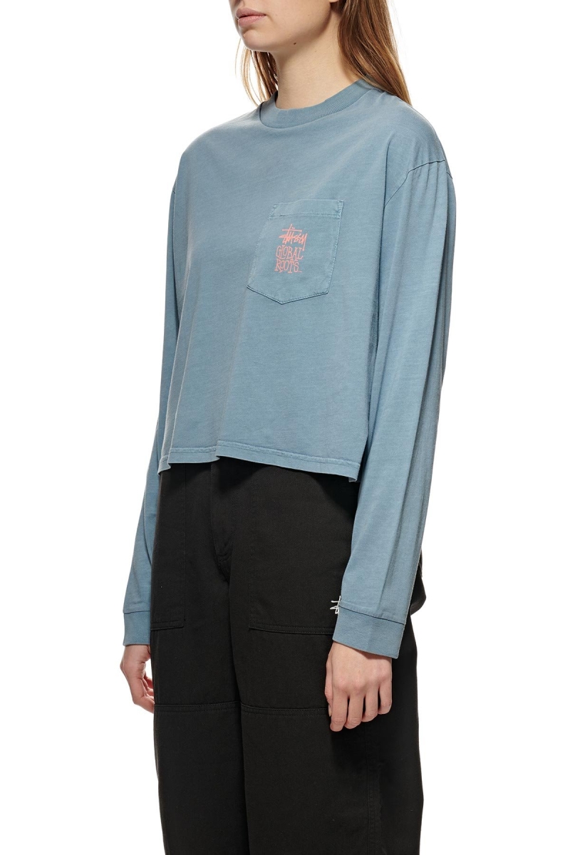 Blue Women's Stussy Graffiti Pigment LS Boxy Sweatshirts | CA0000922