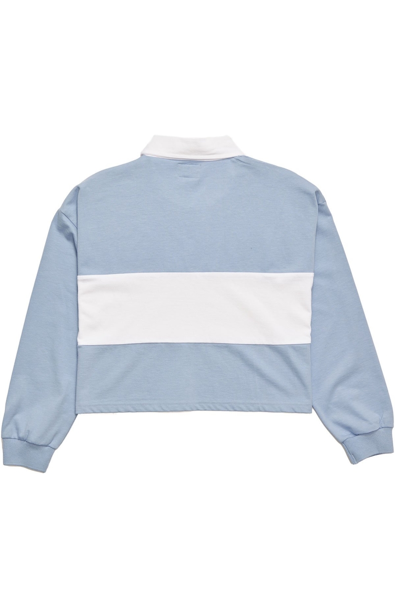 Blue Women's Stussy INT. Panelled Rugby Sweatshirts | CA0000929