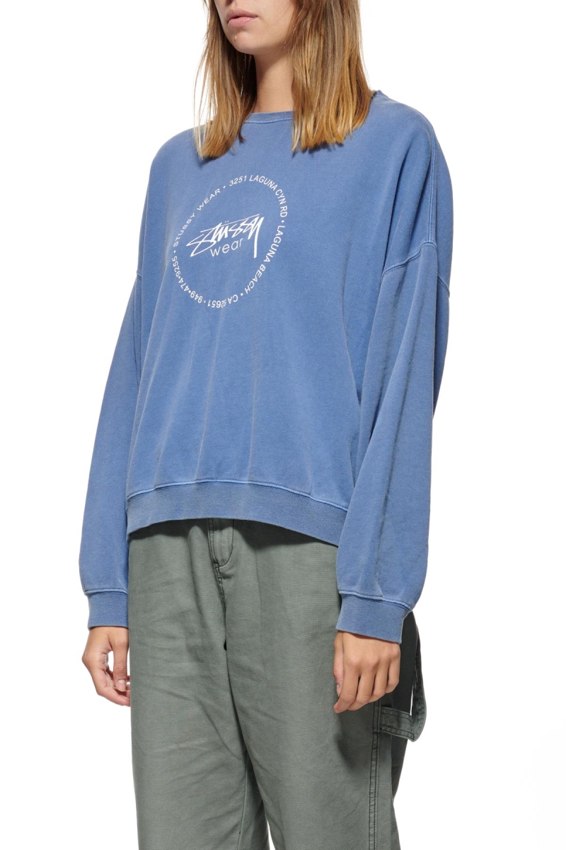 Blue Women's Stussy Laguna Overdyed Marle Crew Sportswear | CA0000774