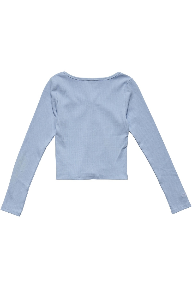 Blue Women's Stussy Mission Rib Button Through Sweatshirts | CA0000941