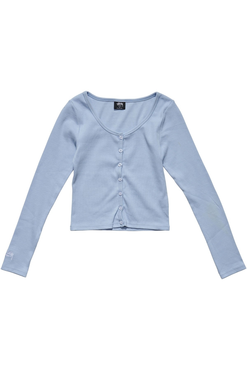 Blue Women\'s Stussy Mission Rib Button Through Sweatshirts | CA0000941