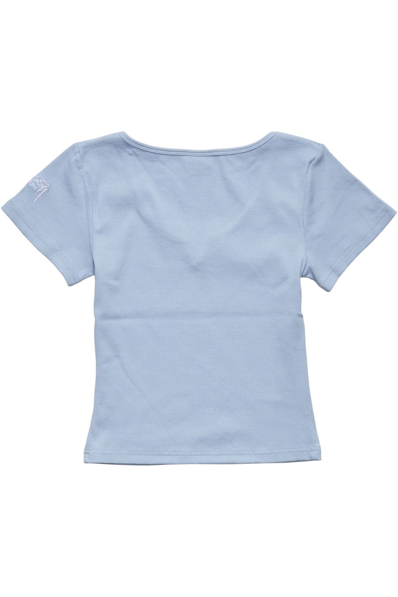 Blue Women's Stussy Mission Rib Insert T Shirts | CA0000246