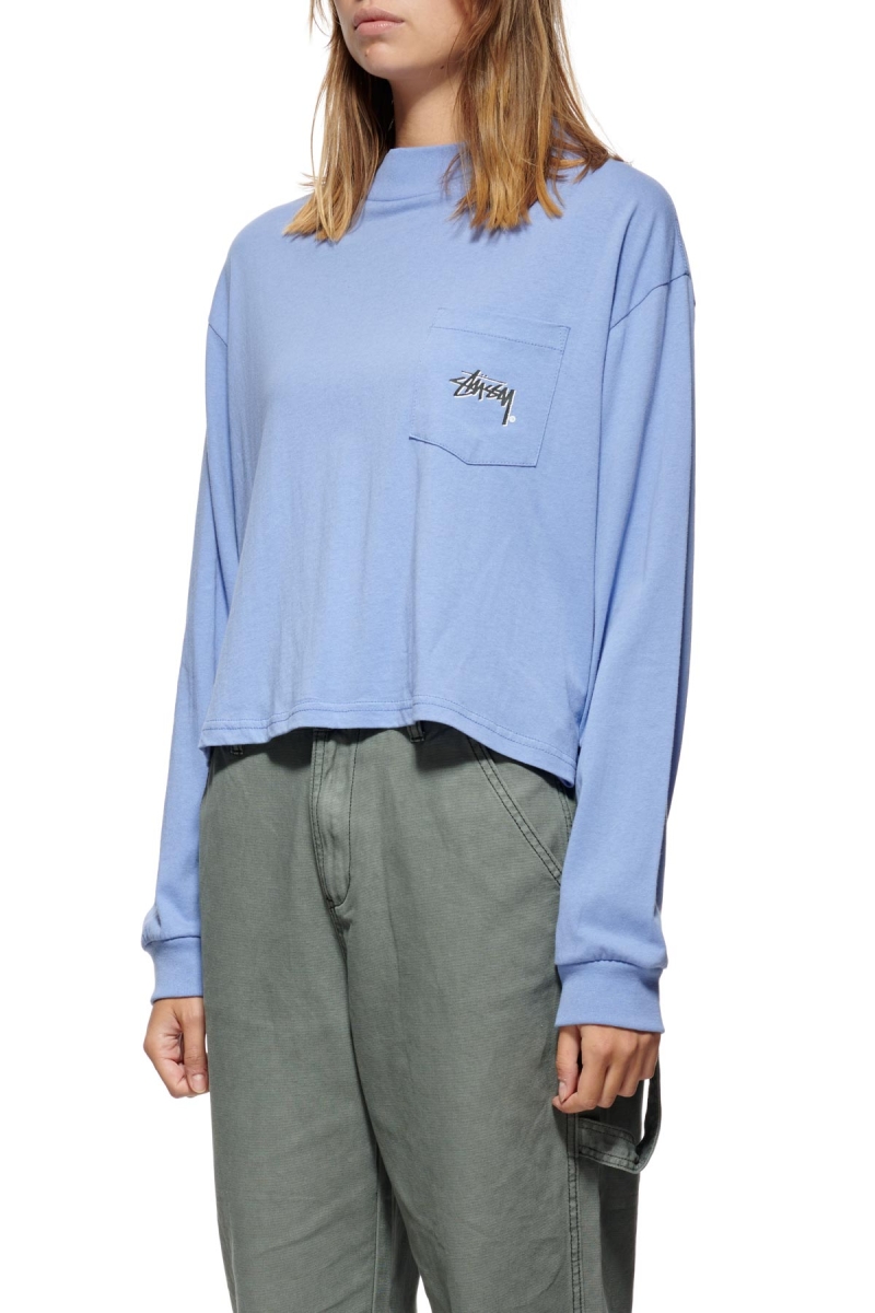 Blue Women's Stussy Stock Mock Neck LS Sweatshirts | CA0000956