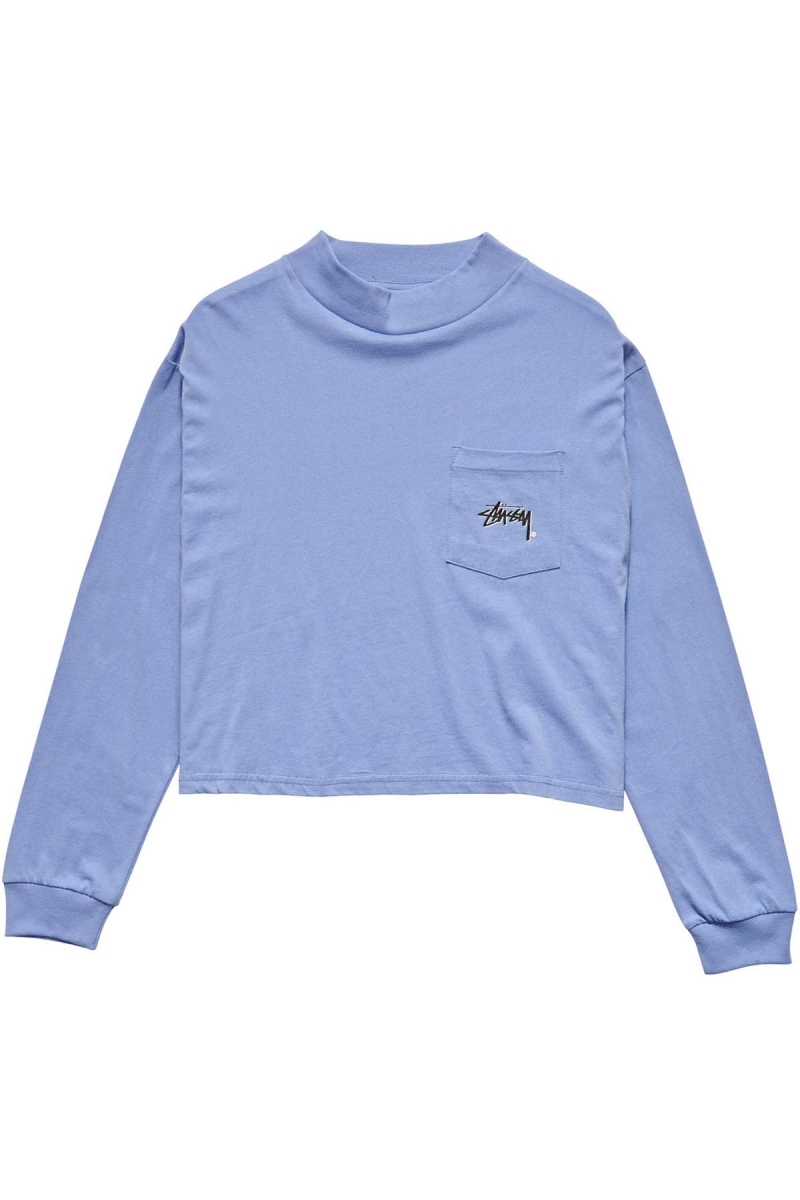 Blue Women\'s Stussy Stock Mock Neck LS Sweatshirts | CA0000956