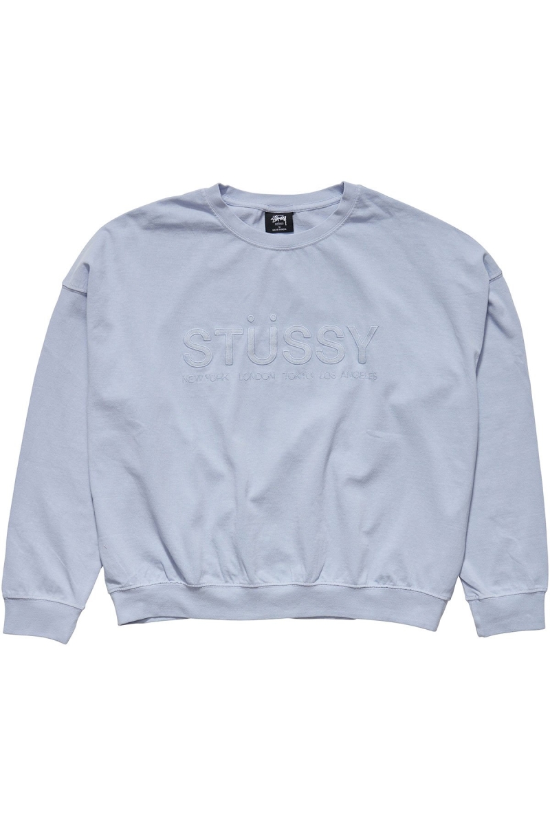 Blue Women\'s Stussy Trail Embroidered Rugby Crew Sportswear | CA0000800