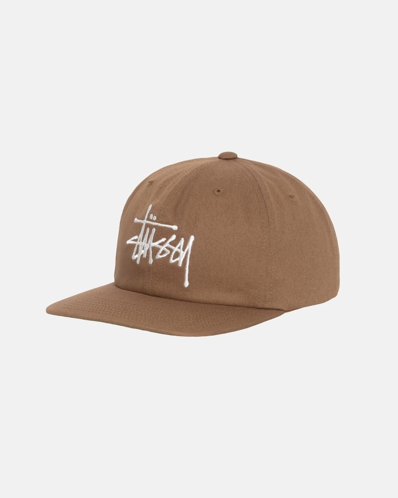 Brown Men's Stussy Basic Strapback Caps | CA0000394