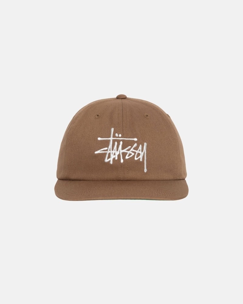 Brown Men\'s Stussy Basic Strapback Caps | CA0000394